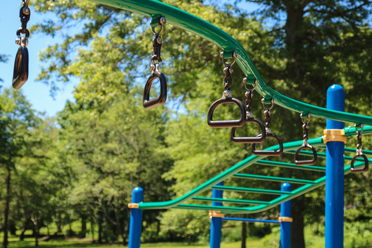 monkeybars at the playground on a sunny day